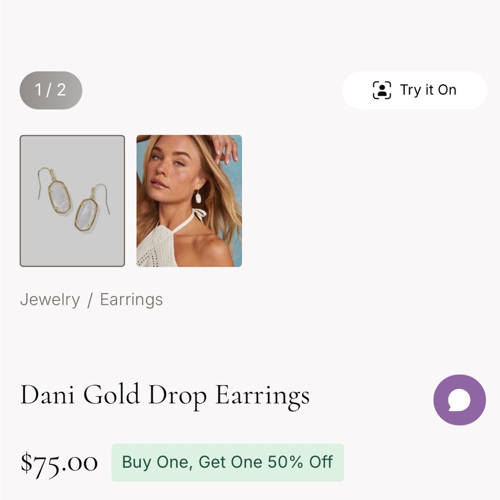 Kendra Scott Gold Drop Earrings with translucent green - Picture 3 of 3